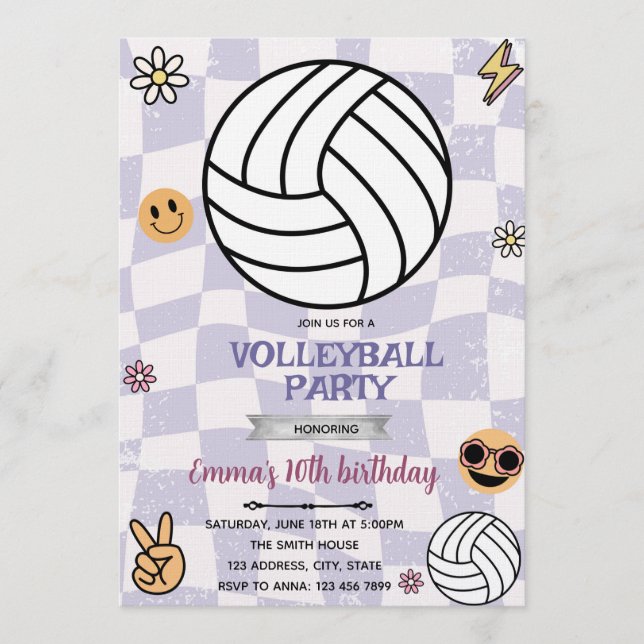 Invitación Groovy volleyball party invitation (Anverso)