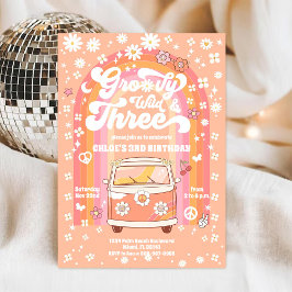 Invitación Groovy Wild & Three Birthday Invitation