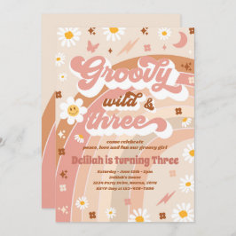 Invitación Groovy Wild Y Tres Fiestas Hippie De Tercer Cumple