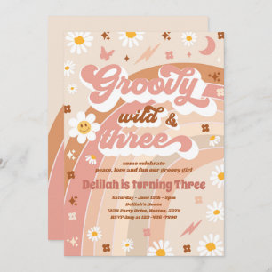 Invitación Groovy Wild Y Tres Fiestas Hippie De Tercer Cumple