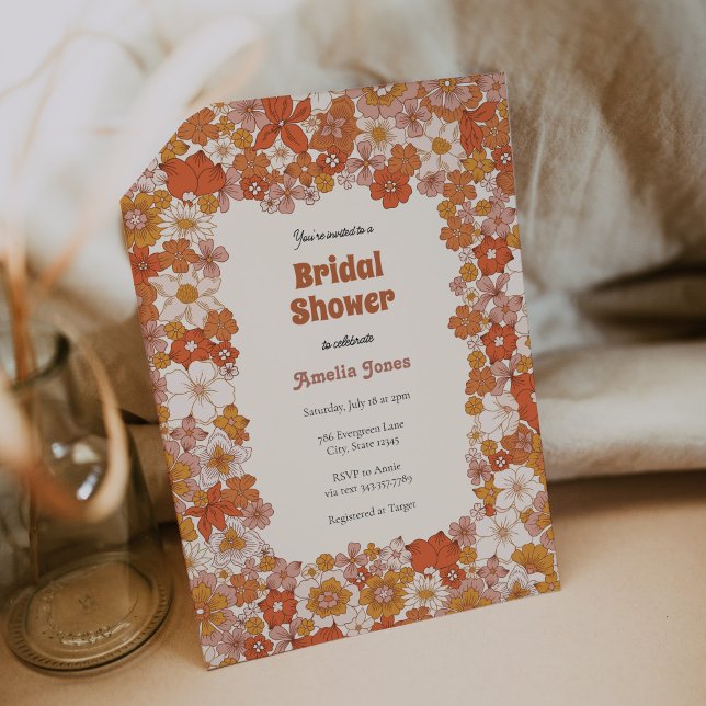 Invitación Groovy Wildflower Boho Bridal Shower (Subido por el creador)