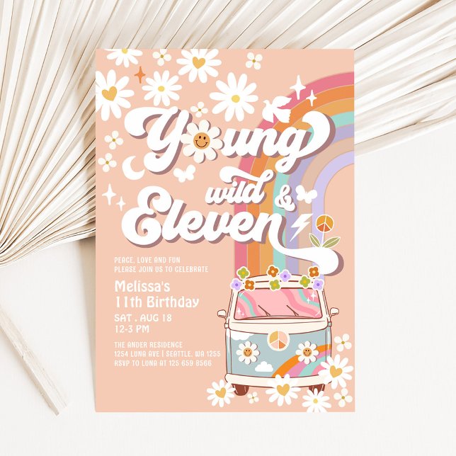 Invitación Groovy Young Wild y Cumpleaños número 11 de Eleven (Subido por el creador)
