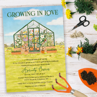 Invitación Growing in Love Greenhouse Baby Shower Invitation