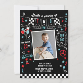 Invitación Growing Up Two Fast Racing Birthday Invitation
