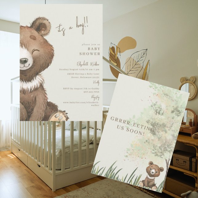Invitación Grrrrr-eeting nos pronto Oso es un niño Baby Showe (Subido por el creador)
