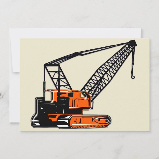 Invitación Grúa de construcción Naranja (Anverso)