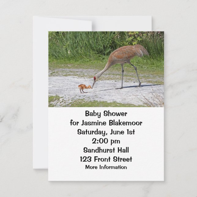 Invitación Grúas de Sandhill del pájaro de la madre y del (Anverso)