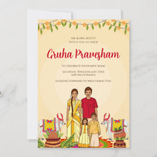 Invitación Gruhapravesham Calentamiento digital de
