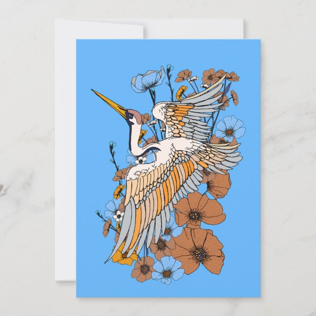 Invitación Grulla japonesa de manga (Anverso)