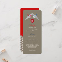 Grullas de papel rojo y azul originami Boda chino