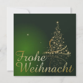 Invitación Grünes Weihnachtsmotiv mit goldenem Weihnachtsbaum