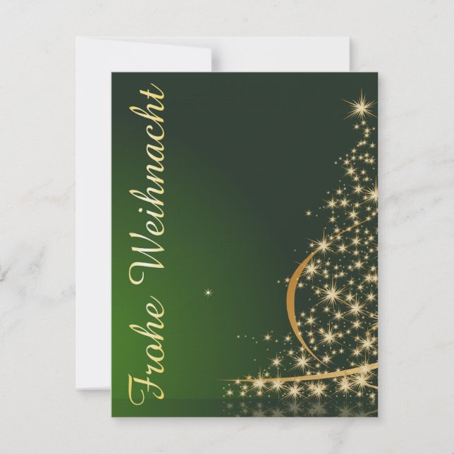 Invitación Grünes Weihnachtsmotiv mit goldenem Weihnachtsbaum (Anverso)