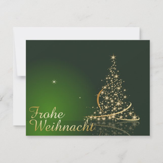 Invitación Grünes Weihnachtsmotiv mit goldenem Weihnachtsbaum (Anverso)
