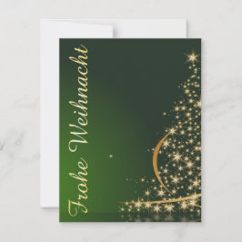 Invitación Grünes Weihnachtsmotiv mit goldenem Weihnachtsbaum