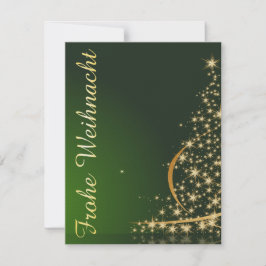 Invitación Grünes Weihnachtsmotiv mit goldenem Weihnachtsbaum