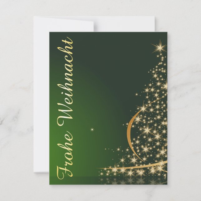 Invitación Grünes Weihnachtsmotiv mit goldenem Weihnachtsbaum (Anverso)