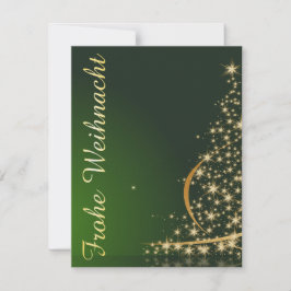 Invitación Grünes Weihnachtsmotiv mit goldenem Weihnachtsbaum