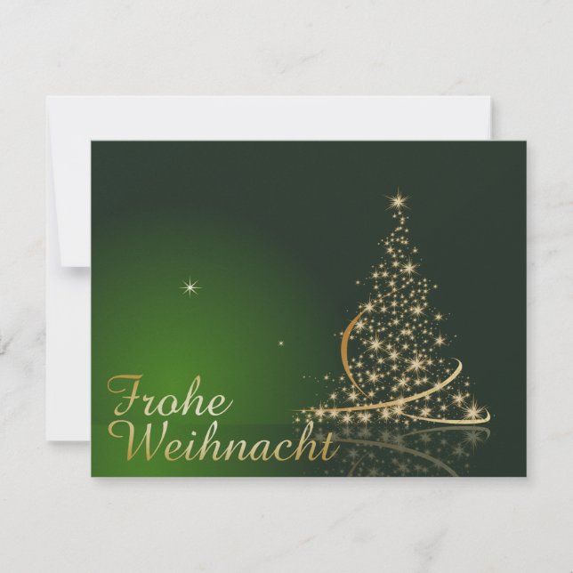 Invitación Grünes Weihnachtsmotiv mit goldenem Weihnachtsbaum (Anverso)