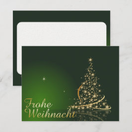 Invitación Grünes Weihnachtsmotiv mit goldenem Weihnachtsbaum