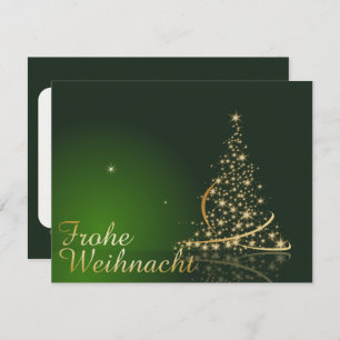 Invitación Grünes Weihnachtsmotiv mit goldenem Weihnachtsbaum