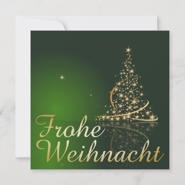 Invitación Grünes Weihnachtsmotiv mit goldenem Weihnachtsbaum (Anverso)