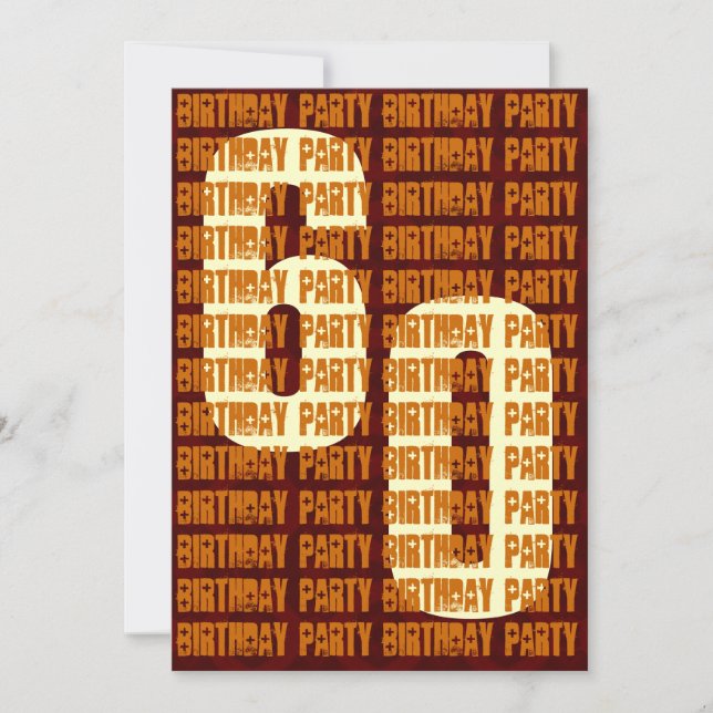 Invitación Grunge 60º cumpleaños Gold y Brown W1048 (Anverso)