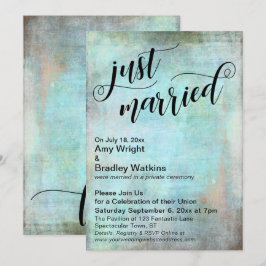 Invitación Grunge Aqua Celebrando su Boda Después de la Cerem