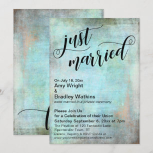 Invitación Grunge Aqua Celebrando su Boda Después de la Cerem