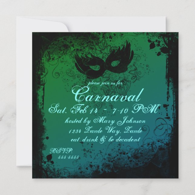 Invitación Grunge Carnaval (Reverso)