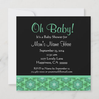 Invitación Grunge Estrellas verdes muy buenas Baby Shower