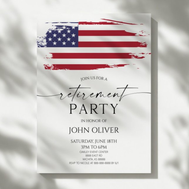 Invitación Grunge Fiesta de Jubilación Militar de Bandera Est (Subido por el creador)