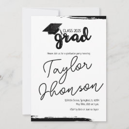 Invitación Grunge grad card with graduation hat