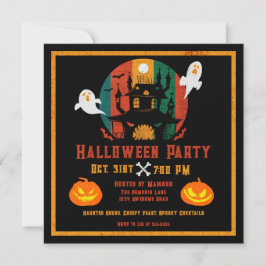 Invitación Grunge Haunted House Halloween