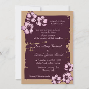 Invitación Grunge hibiscus - fiesta de bodas