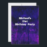 Invitación Grunge Purple Blue Abstract 21st Birthday Mans 2<br><div class="desc">Grunge Masculine Purple Blue Abstract Invitación a la fiesta de cumpleaños 21.Personalizar con sus propios detalles o para cambiar el color y estilo del texto.</div>