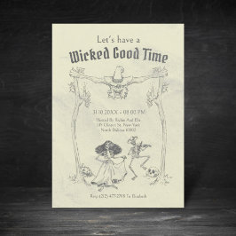 Invitación Grunge Retro Black Halloween Party