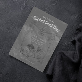 Invitación Grunge Retro Black Halloween Party