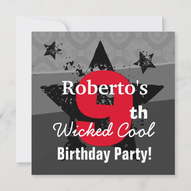 Invitación Grunge rojo C9SA del 9no carbón de leña del (Anverso)