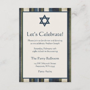 Invitación Grunge Stripes Bar Mitzvah Recepción