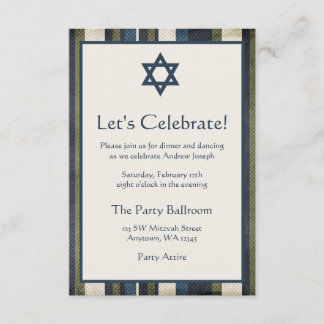 Invitación Grunge Stripes Bar Mitzvah Recepción