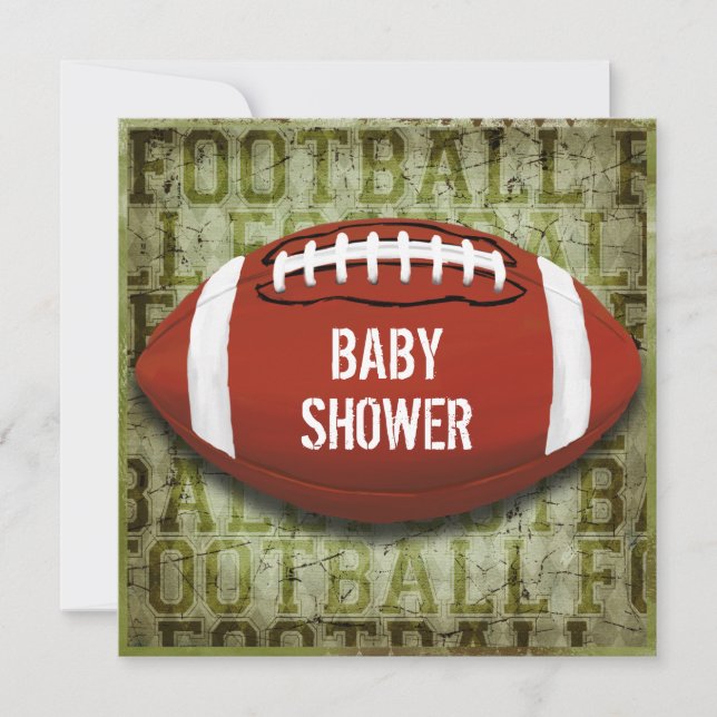 Invitación Grunge verde de Baby Shower del fútbol de los (Anverso)