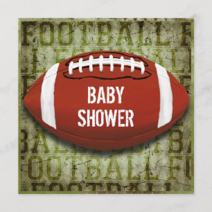 Invitación Grunge verde de Baby Shower del fútbol de los