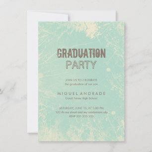 Invitación Grunge verde del Partido de Graduación de Fotograf