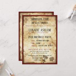 Invitación Grungy Asylum Lunatic Cumpleaños