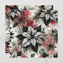 Invitación Grungy Impresa Poinsettia Sketches Scrapbook