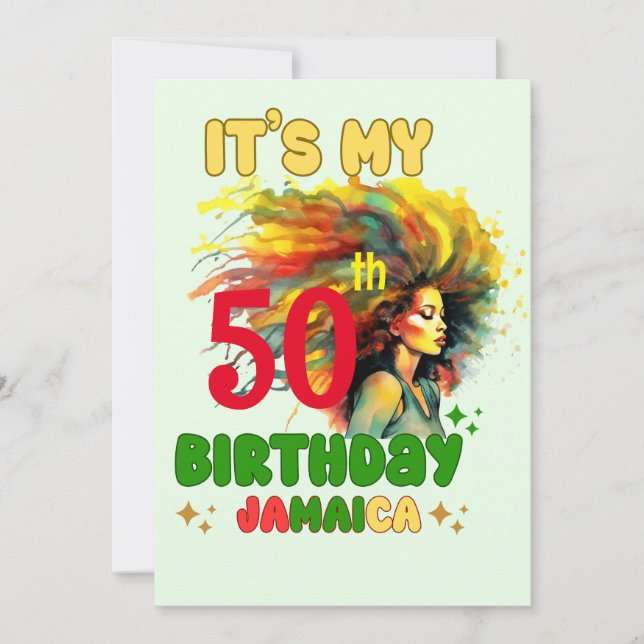 Invitación Grupo Chica de cumpleaños de Island Vibes Jamaica  (Anverso)
