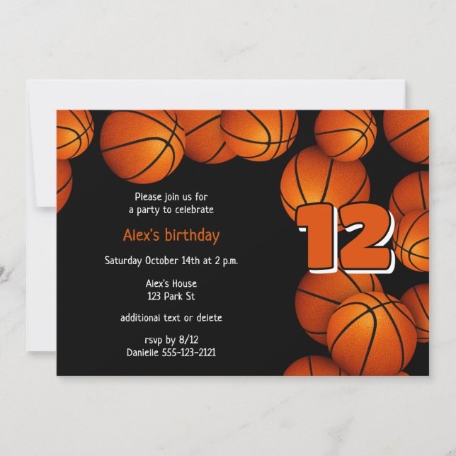 Invitación grupo de chicas de baloncesto fiesta de cumpleaños (Anverso)