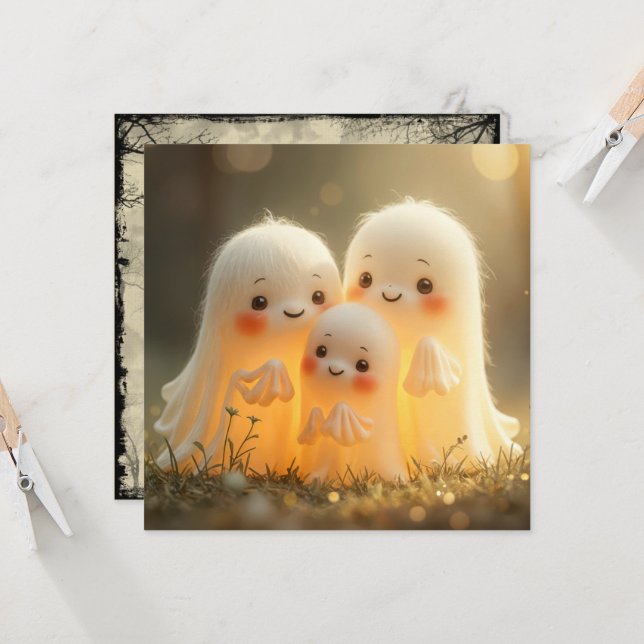 Invitación Grupo de fantasmas adorables de Halloween (Anverso/Reverso In Situ)