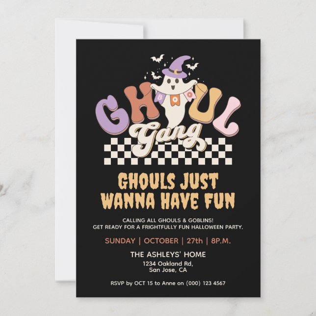 Invitación Grupo de Fiestas del partido Ghoul Gang Halloween (Anverso)