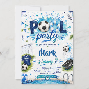 Invitación Grupo de Fútbol Fiesta de Piscina Cumpleaños